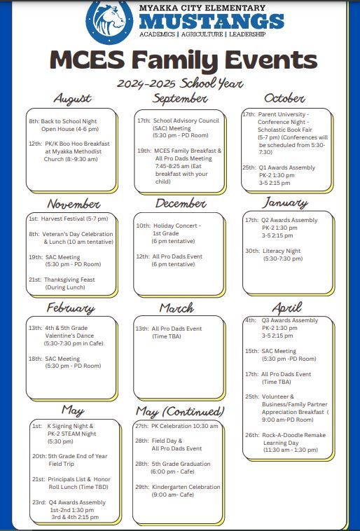  24 25 English Family Engagement Calendar
